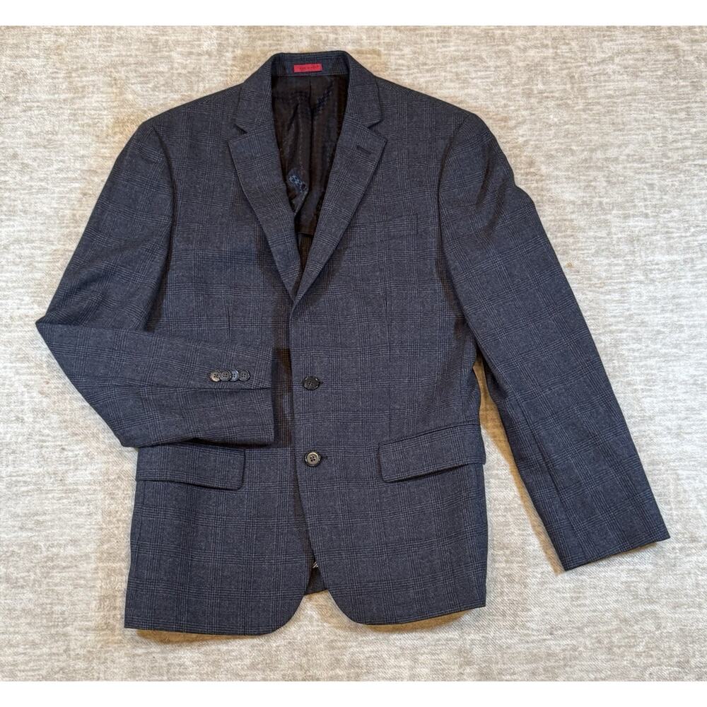 John Varvatos Men’s Wool Dark Gray Plaid Jacket Size 38R Blazer Sport Coat
